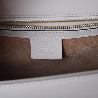 Gucci Calfskin Embroidered Medium Sylvie Top Handle Bag White 7 of 8
