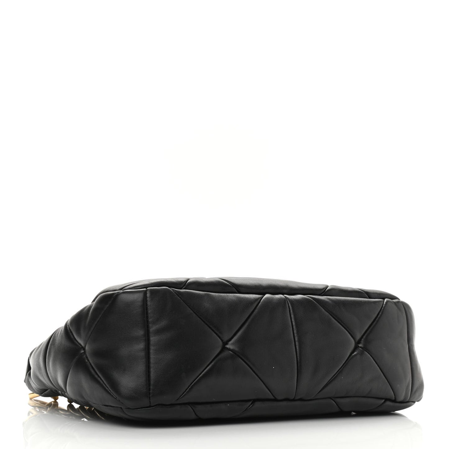 Nappa Re-Nylon Triangle Quilted Patchwork System Shoulder Bag Black