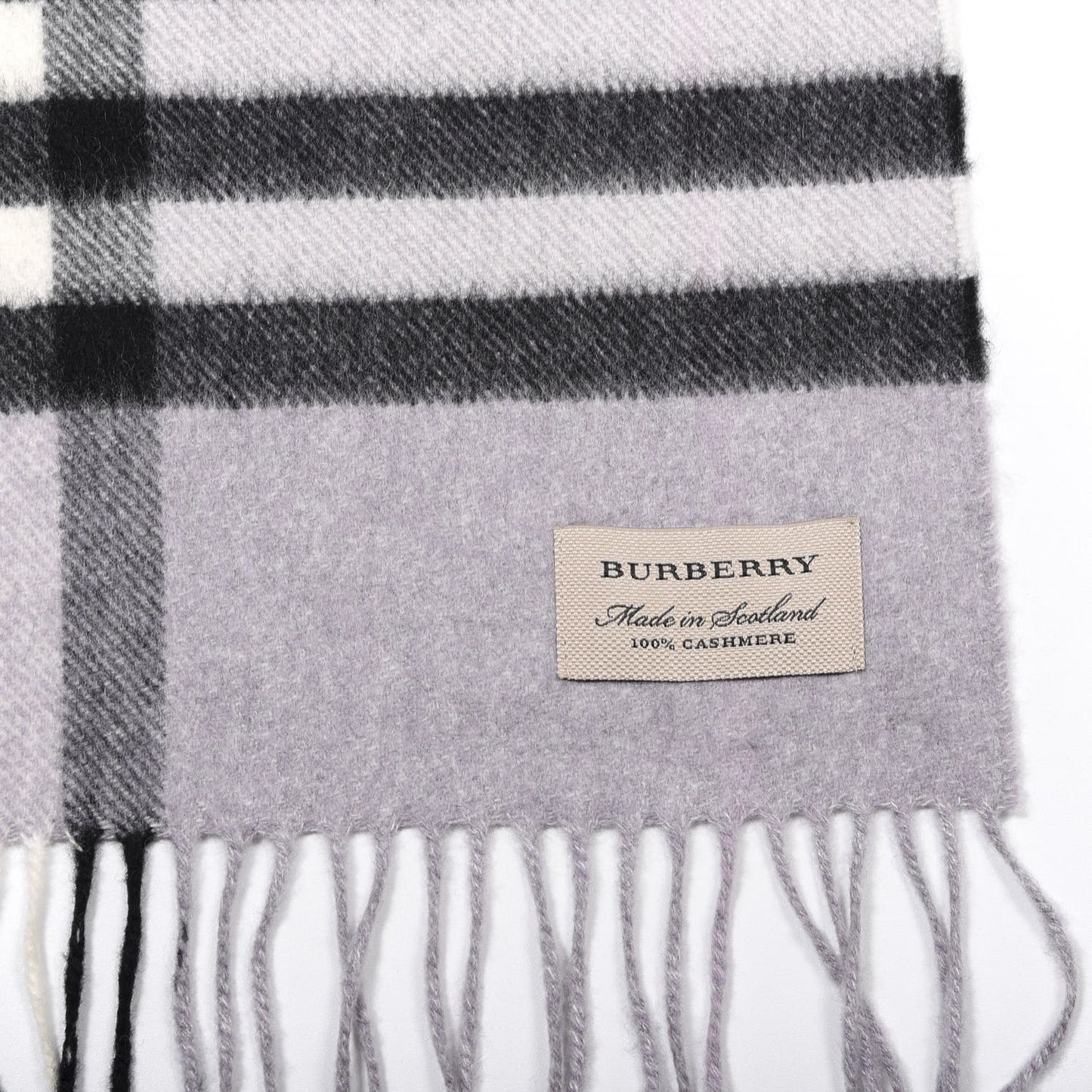 Cashmere Giant Check Fringe Scarf Lilac