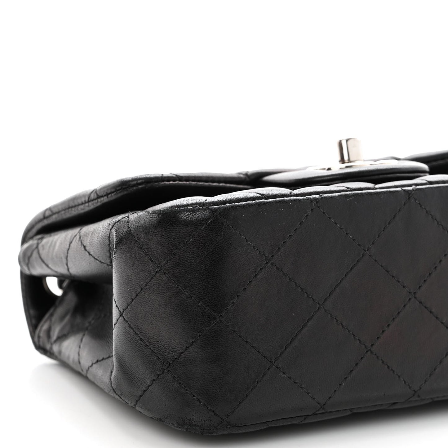 Lambskin Quilted Mini Square Flap Black