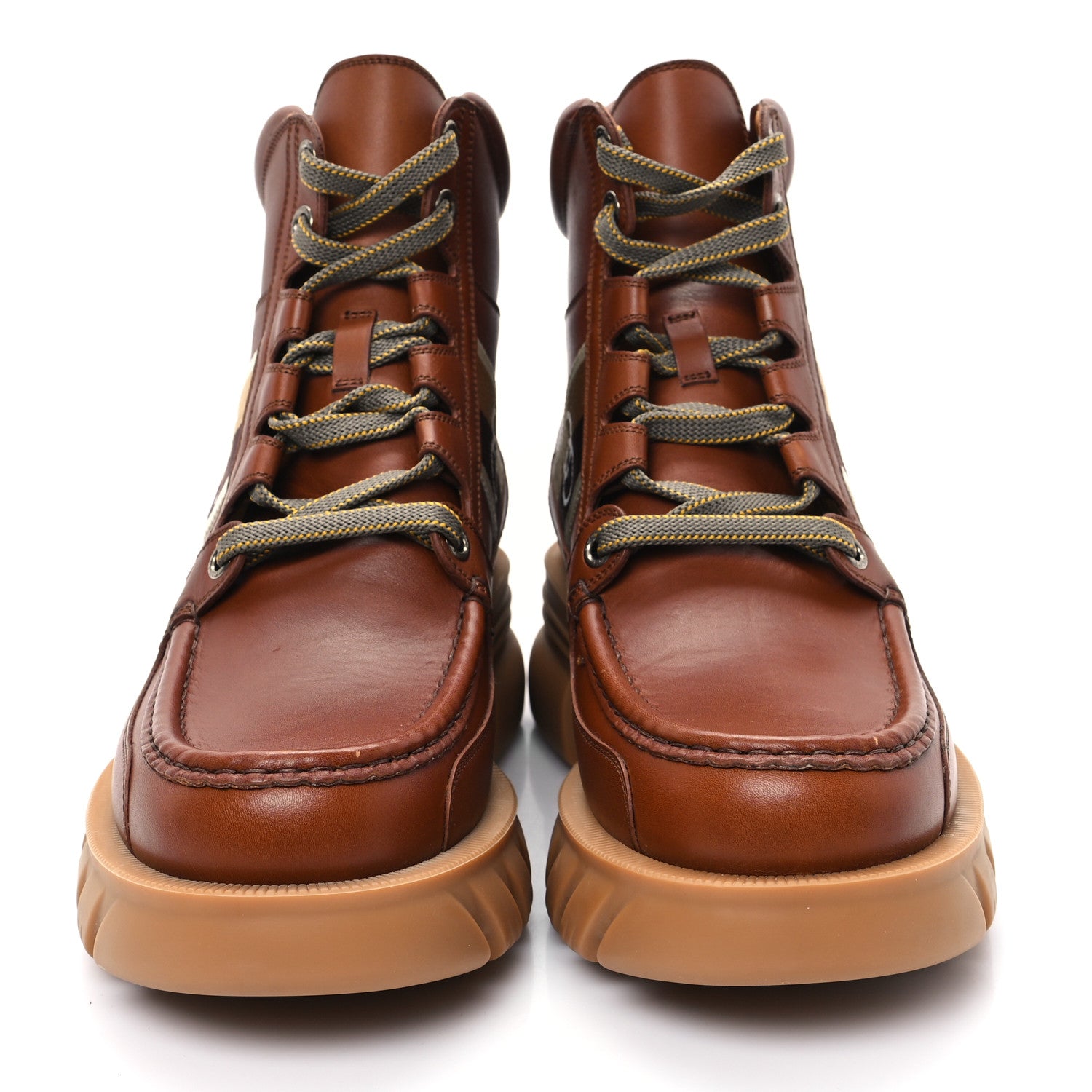 Gucci Quebec Calfskin Web Mens Interlocking G Lace Up Combat Up Combat Boots 8 Cuir Mystic White Ebony Beige 3 of 10
