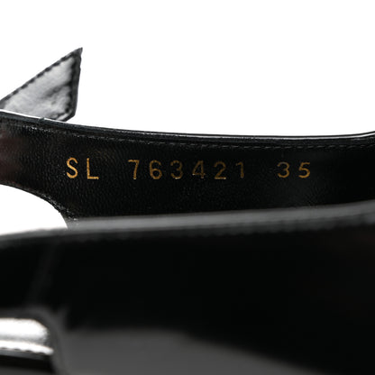Saint Laurent Glazed Calfskin Lee Slingback Pumps 35 Black 7 of 8