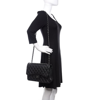 Chanel Iridescent Caviar Quilted Jumbo Double Flap Black 2 of 9