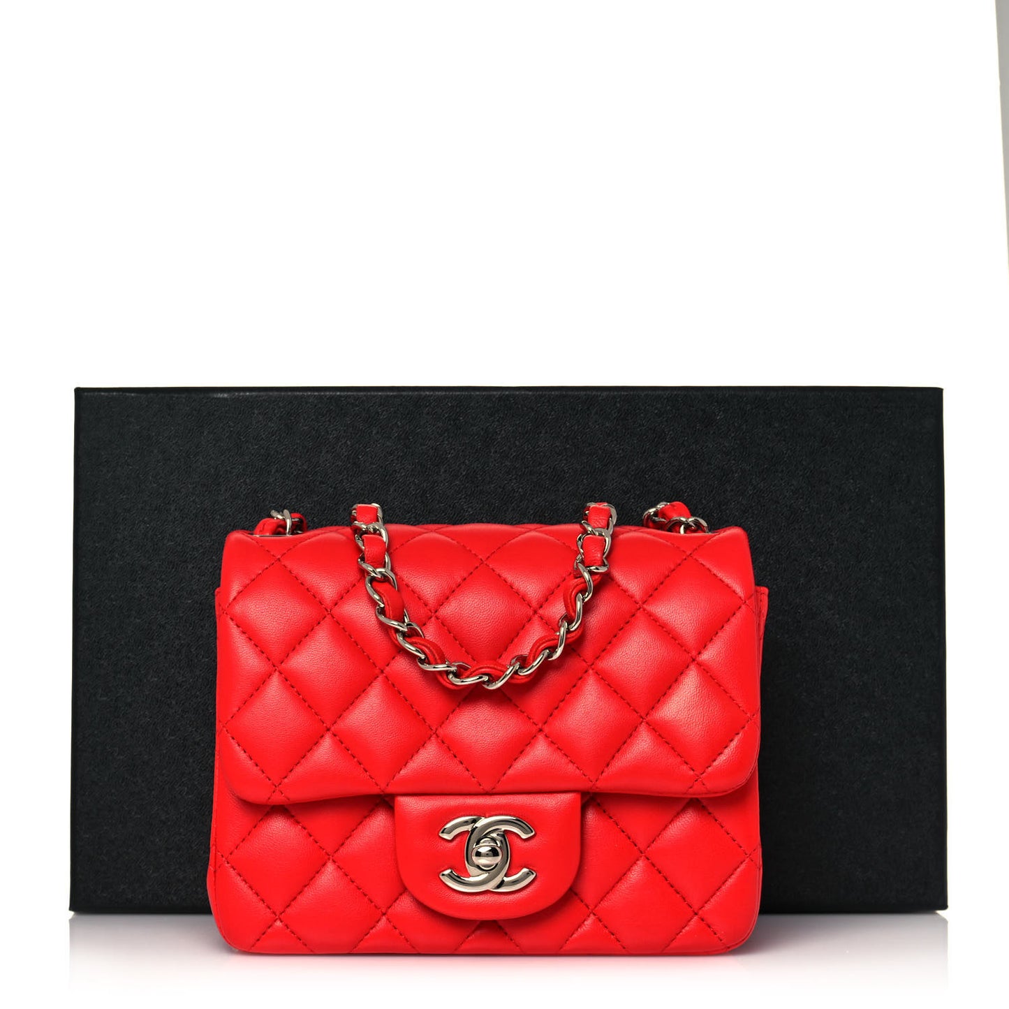 Lambskin Quilted Mini Square Flap Red