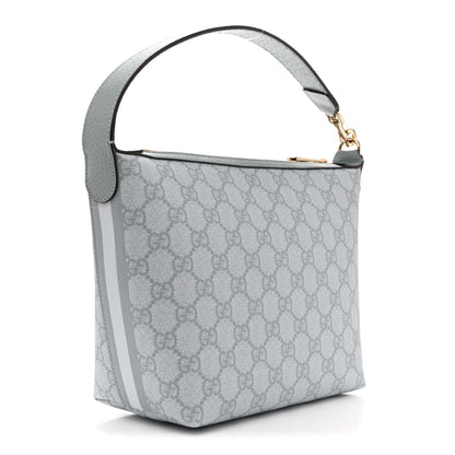Gucci GG Supreme Monogram Textured Calfskin Web Super Mini Ophidia Shoulder Bag Light Blue 3 of 10