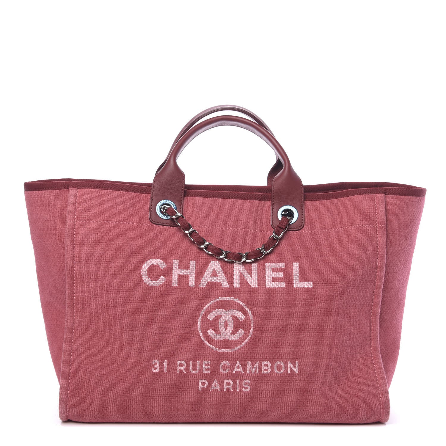 Chanel Canvas Medium Deauville Tote Red 1 of 12