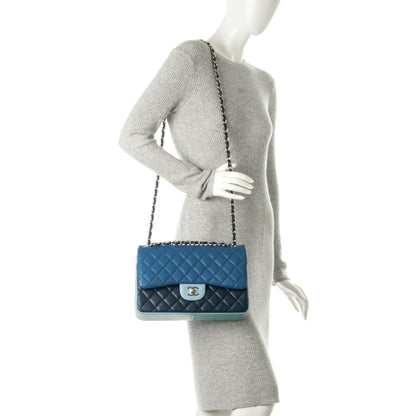 Chanel Lambskin Quilted Jumbo Tri-Color Double Flap Blue 3 of 11