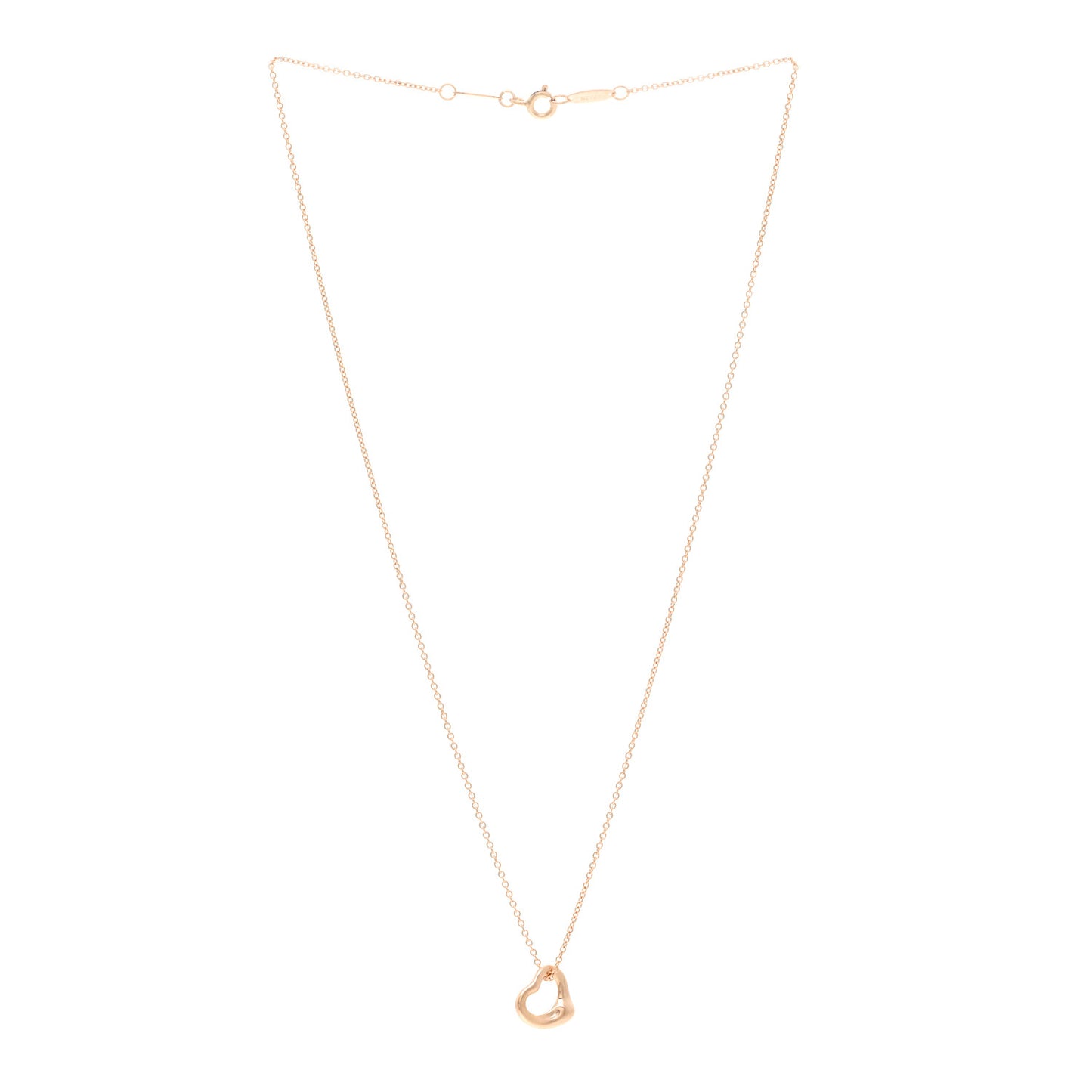 18K Rose Gold 11mm Elsa Peretti Open Heart Pendant Necklace