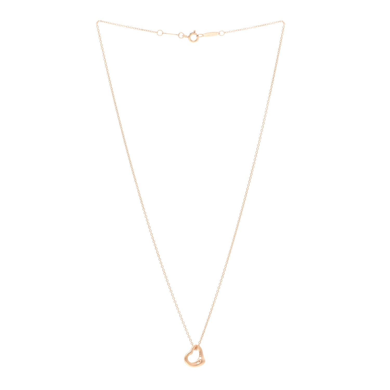 Tiffany 18K Rose Gold 11mm Elsa Peretti Open Heart Pendant Necklace 3 of 4