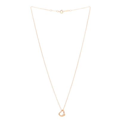 Tiffany 18K Rose Gold 11mm Elsa Peretti Open Heart Pendant Necklace 3 of 4