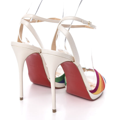 Christian Louboutin Shiny Nappa Naseeba 120 Sandals 37.5 Multicolor Latte 4 of 8