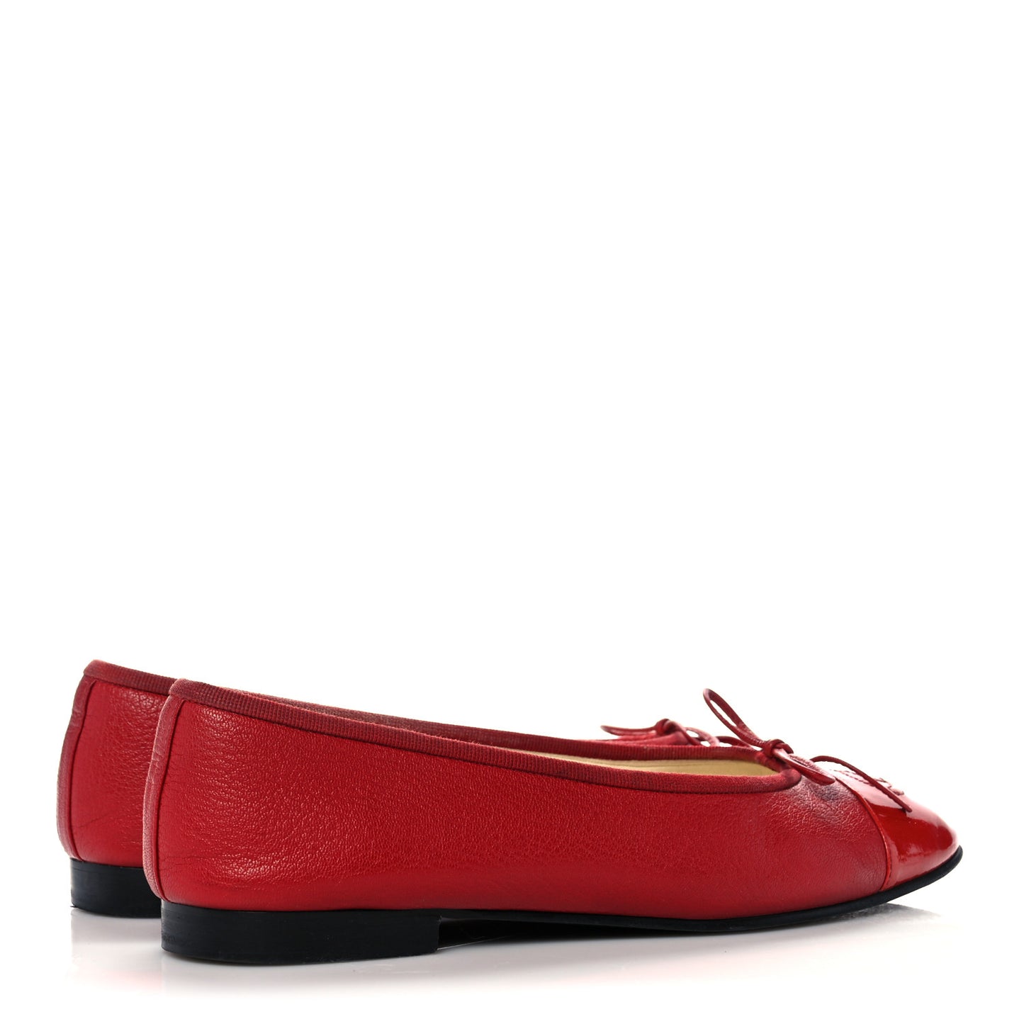Goatskin Patent Cap Toe CC Ballerina Flats 37.5 Red