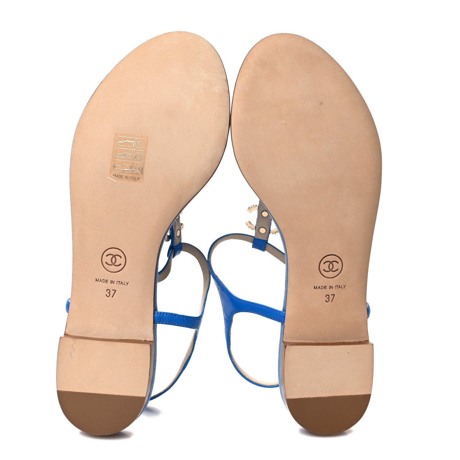 Chanel Lambskin CC Logo Thong Sandals 37 Blue 5 of 7