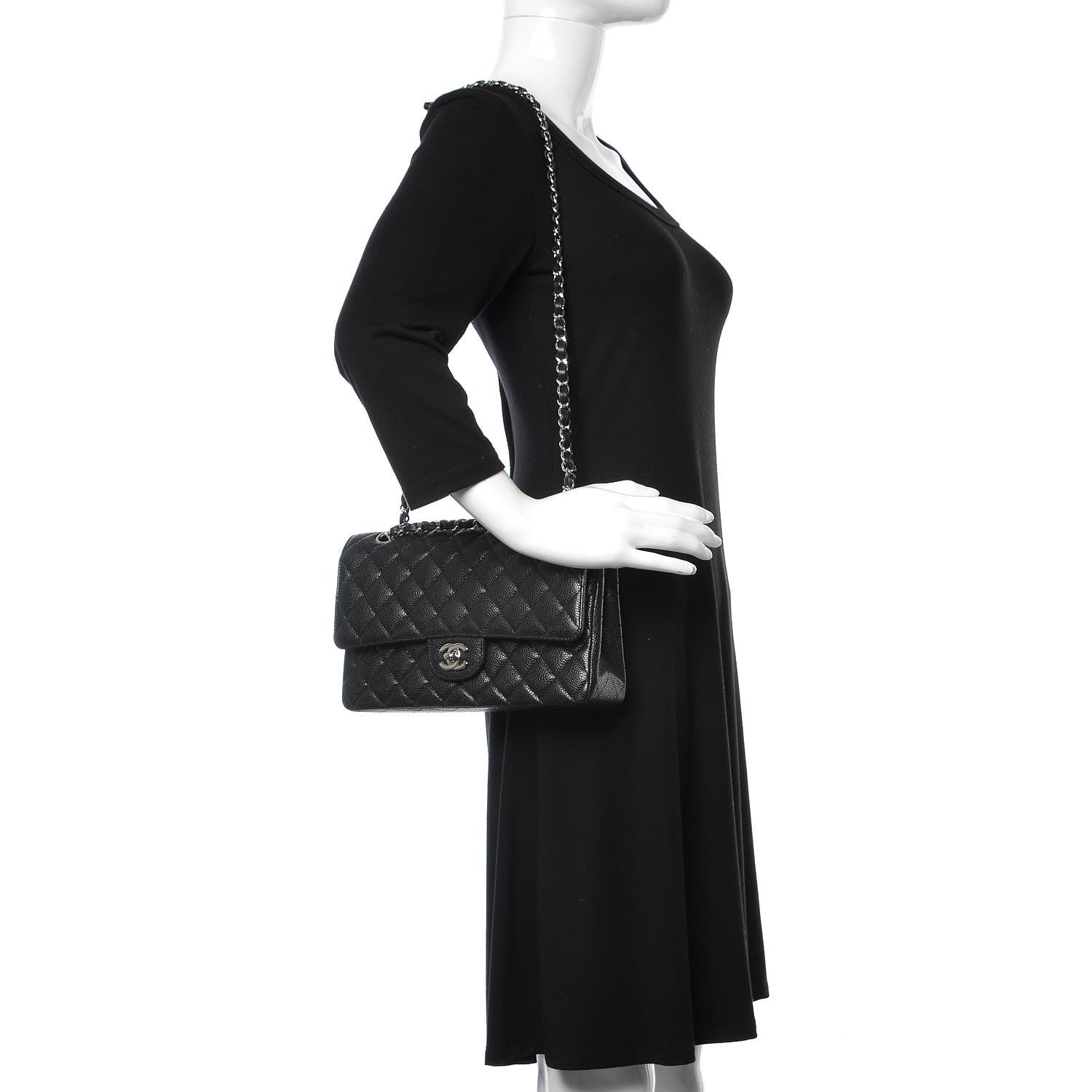 Chanel Caviar Quilted Medium Double Flap Black 2 of 9