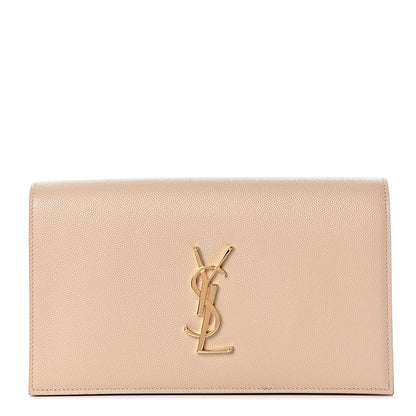 Saint Laurent Grain De Poudre Classic Kate Monogram Clutch Nude Powder 1 of 12