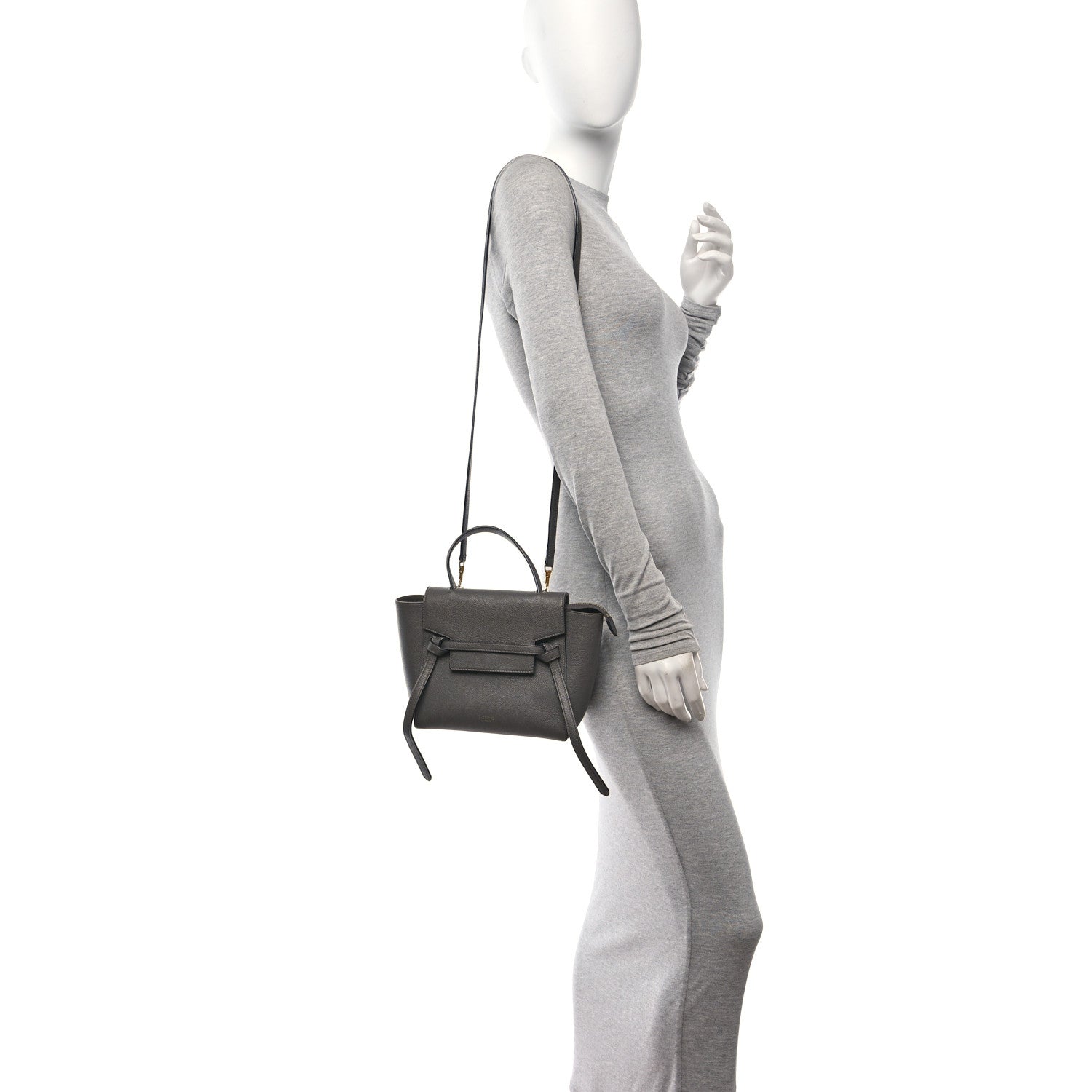 Celine Grained Calfskin Nano Belt Bag Grey 2 of 14