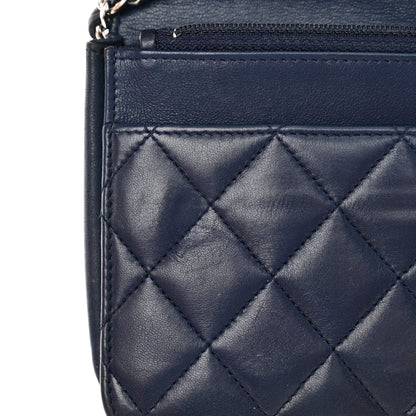 Chanel Lambskin Quilted Wallet On Chain WOC Navy Blue 14 of 15