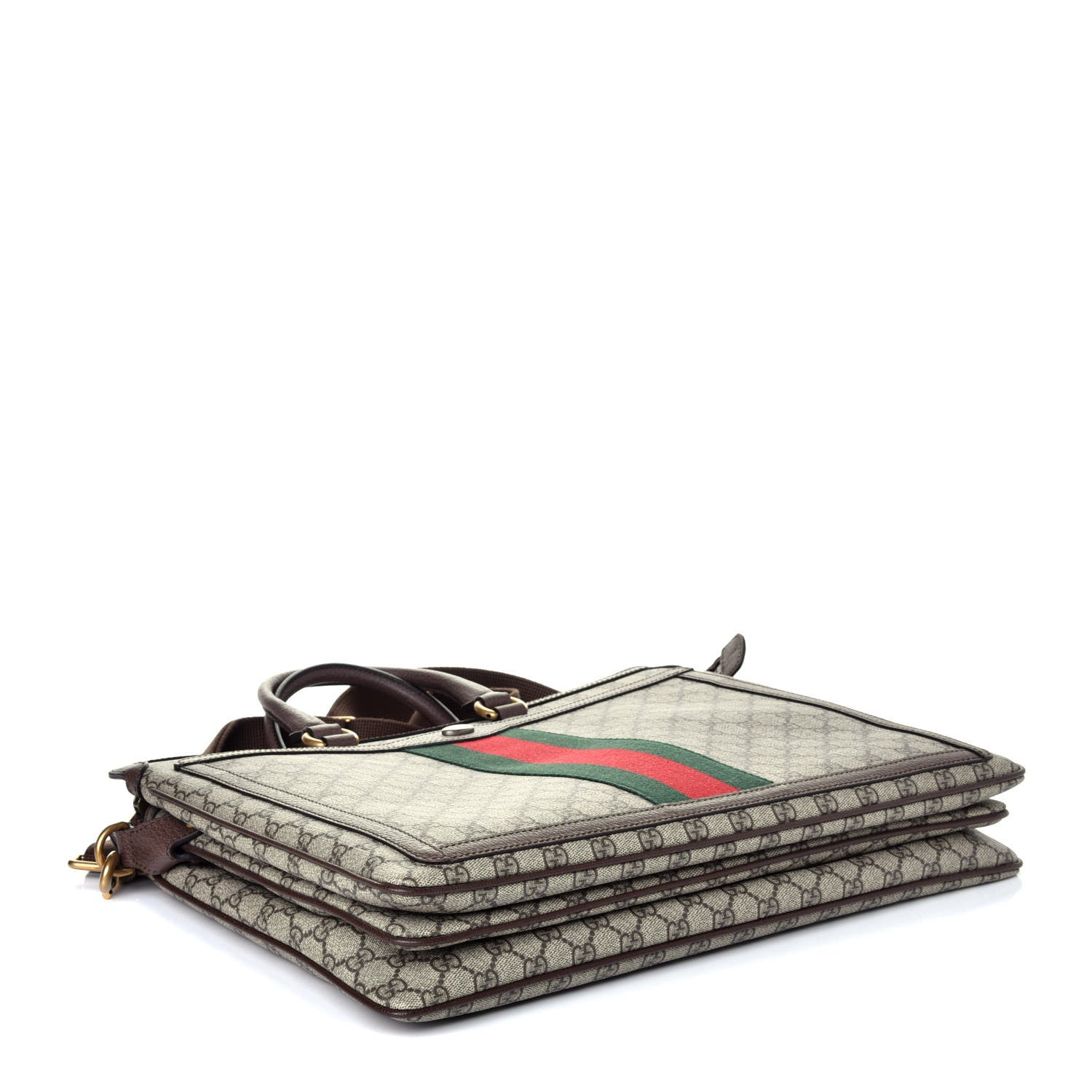 Gucci GG Supreme Monogram Web Ophidia Briefcase Beige New Acero 5 of 10