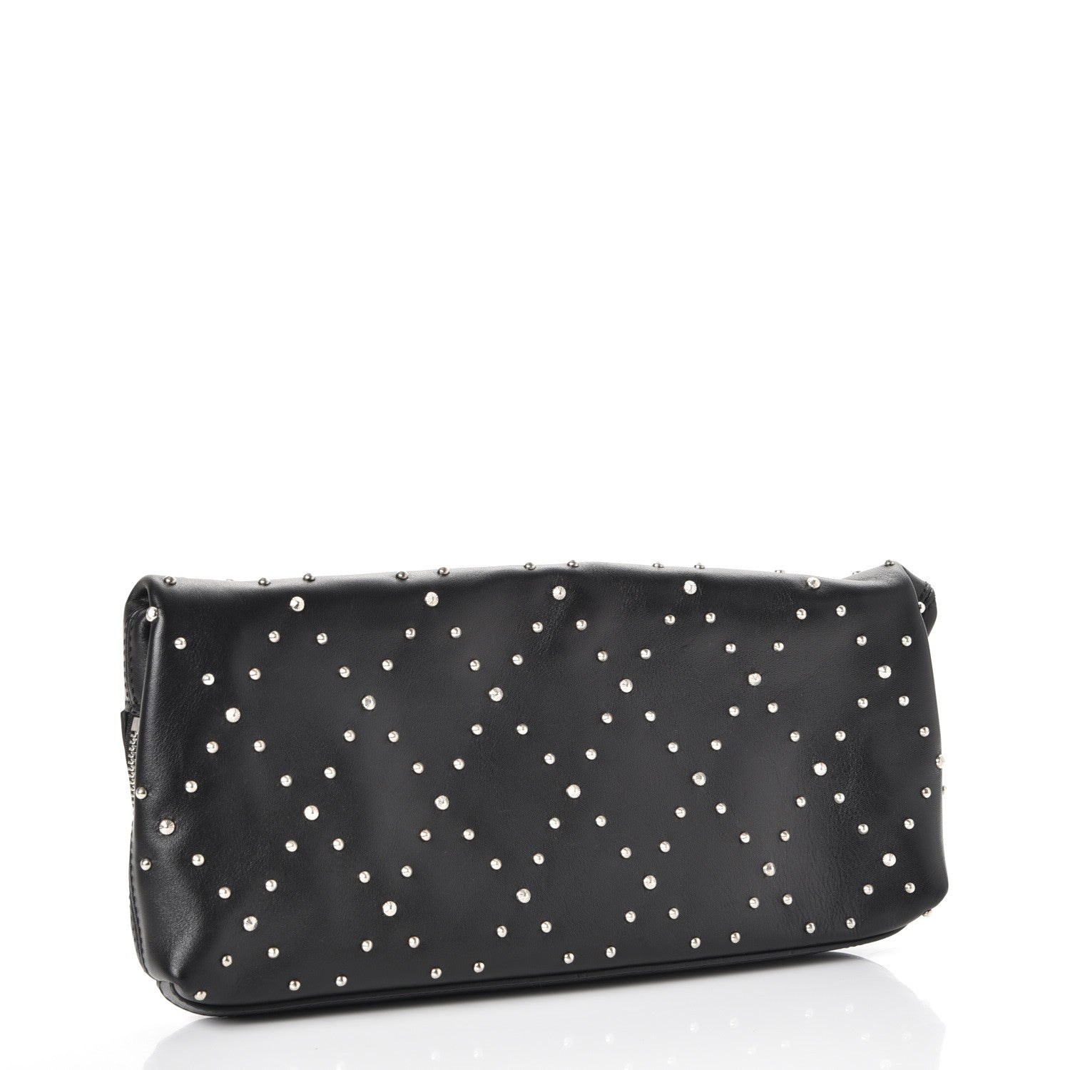 Alexander McQueen Calfskin Studded Padlock Skull Clutch Black 3 of 7
