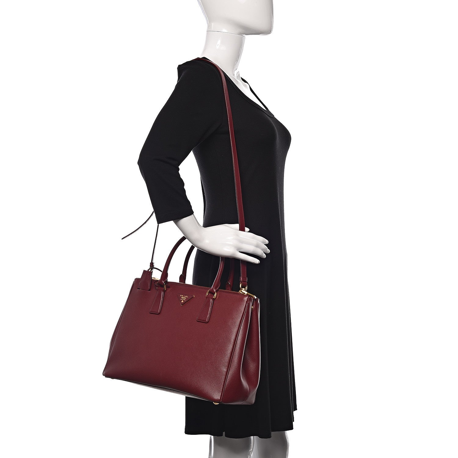 Prada Saffiano Medium Galleria Double Zip Tote Cherry 2 of 12