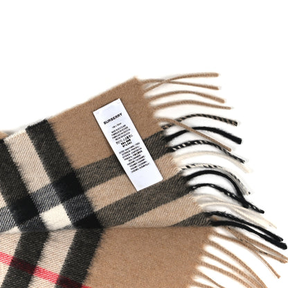 Burberry Cashmere Giant Check Fringe Scarf Camel 3 of 3