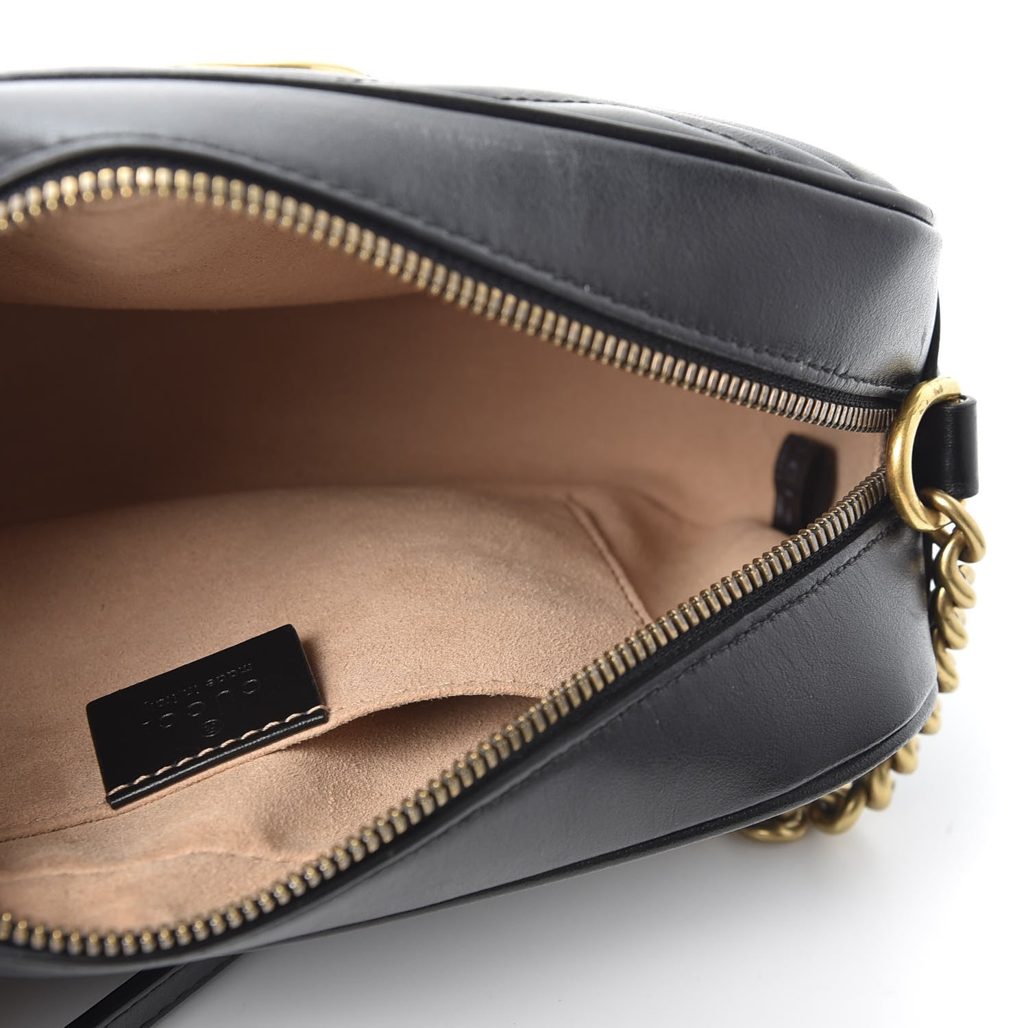 Gucci Calfskin Matelasse Small GG Marmont Chain Shoulder Bag Black 8 of 9