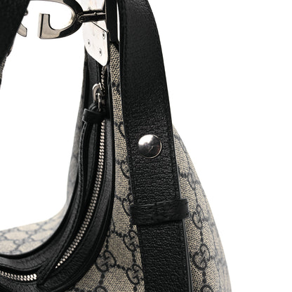 Gucci GG Supreme Monogram Textured Calfskin Web Large Attache Shoulder Bag Beige Blue 12 of 12