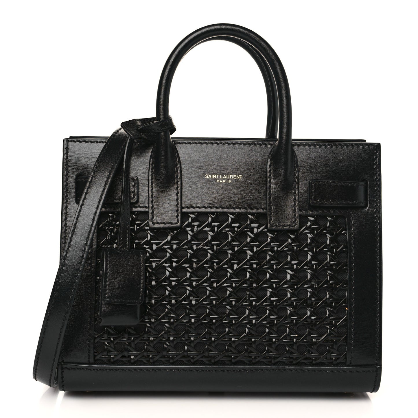 Calfskin Paglia Palm Nano Sac De Jour Black
