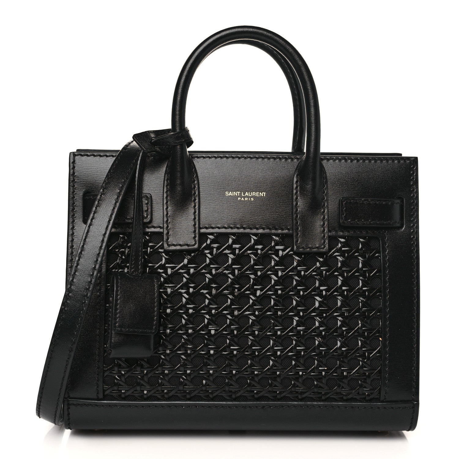 Saint Laurent Calfskin Paglia Palm Nano Sac De Jour Black 1 of 8