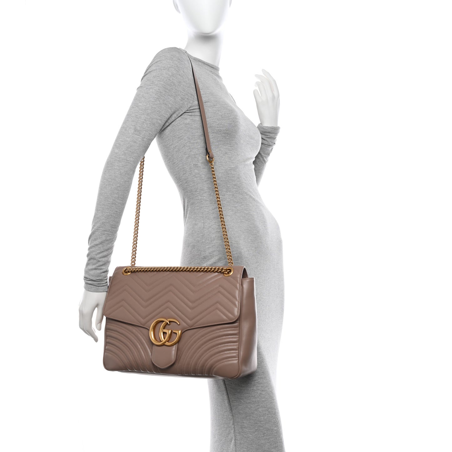 Calfskin Matelasse Large GG Marmont Shoulder Bag Porcelain Rose
