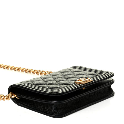 Chanel Caviar Quilted Boy Wallet On Chain WOC Black 3 of 7