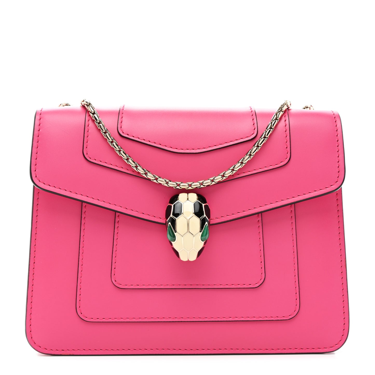 Calfskin Small Serpenti Forever Snake Strap Crossbody Bag Pink