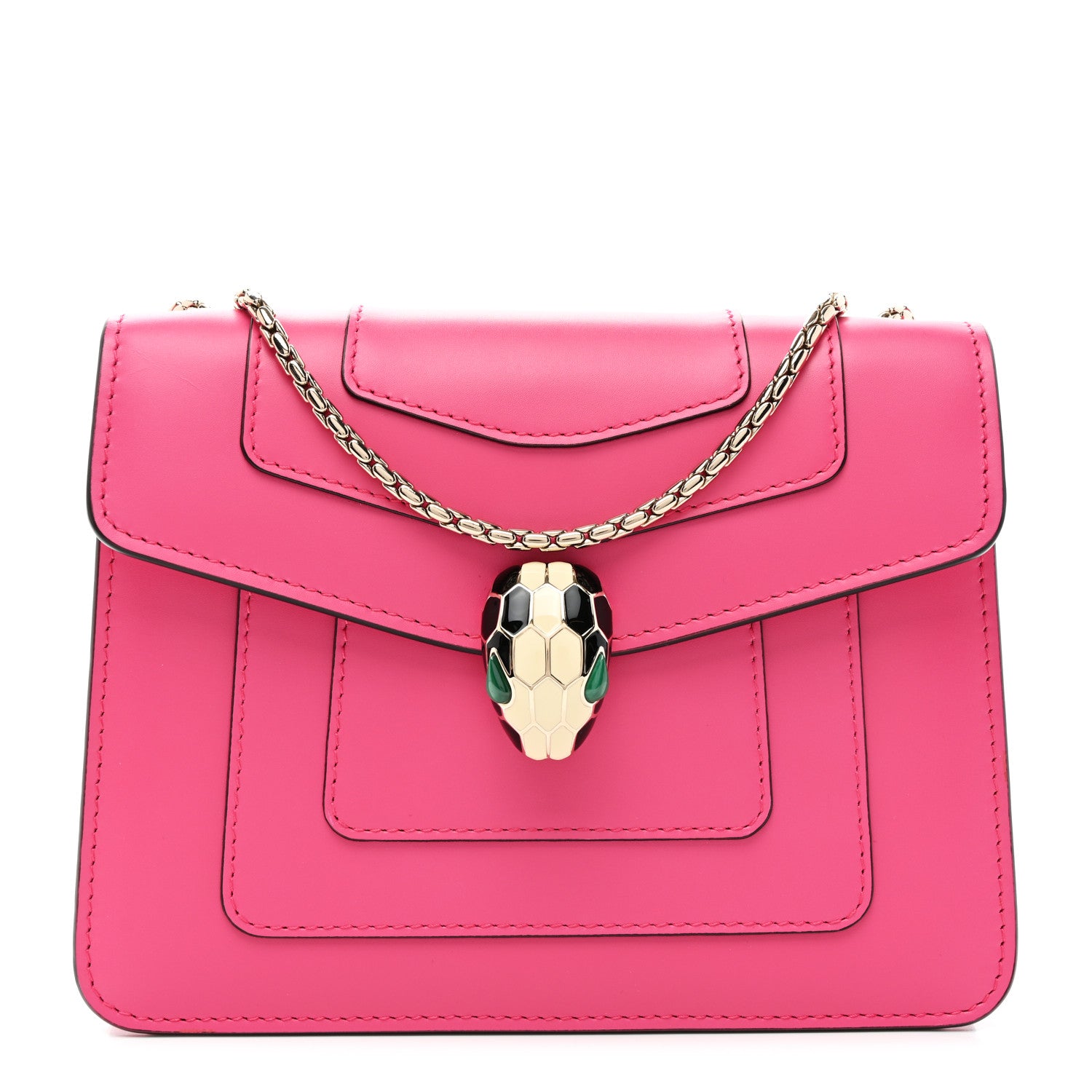 Bulgari Calfskin Small Serpenti Forever Snake Strap Crossbody Bag Pink 1 of 11