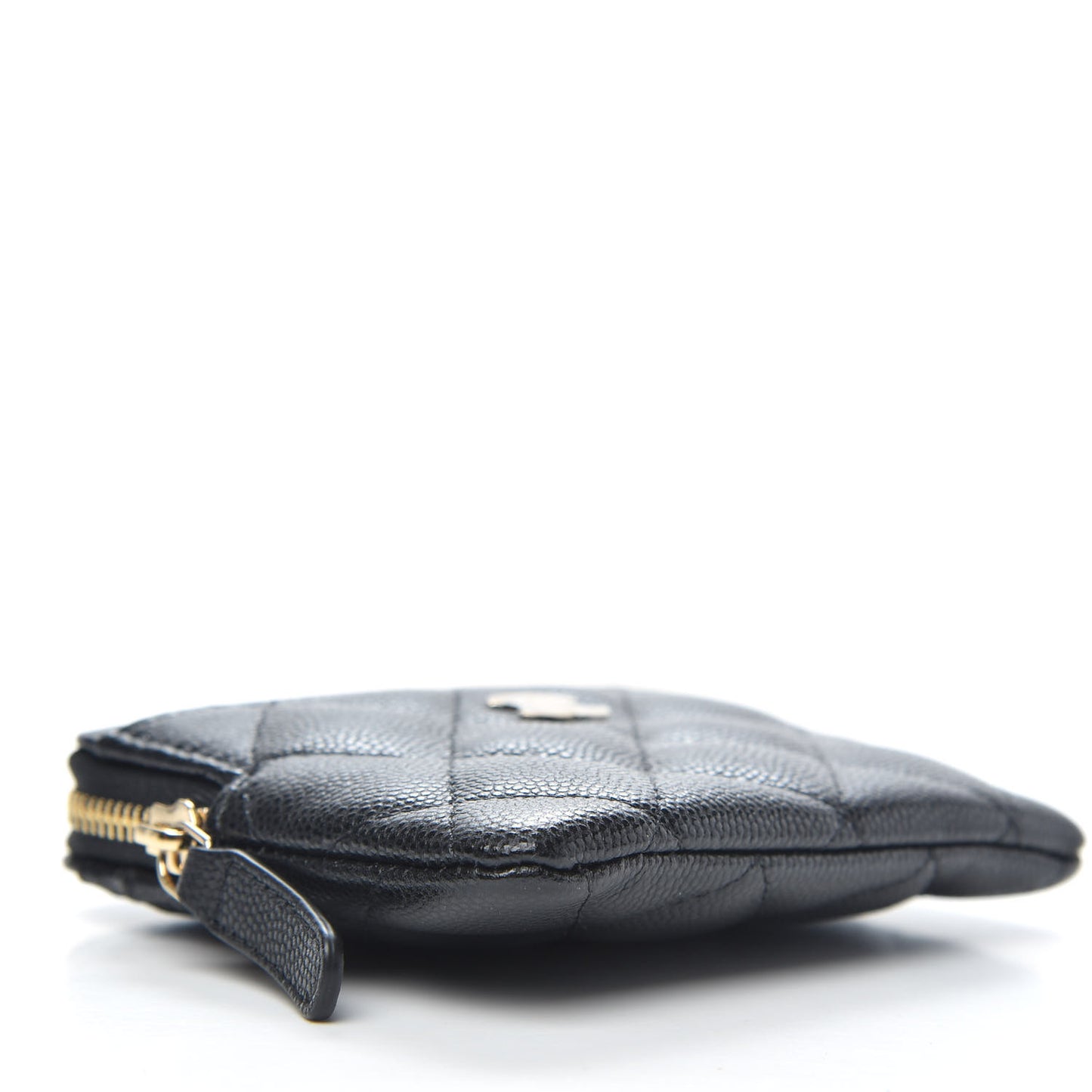 Caviar Quilted Zip Card Holder Wallet Black