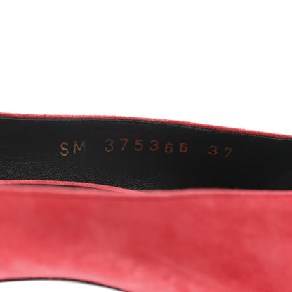 Saint Laurent Kid Scamosciato Classic Paris 105 Skinny Pumps 37 New Red 8 of 9