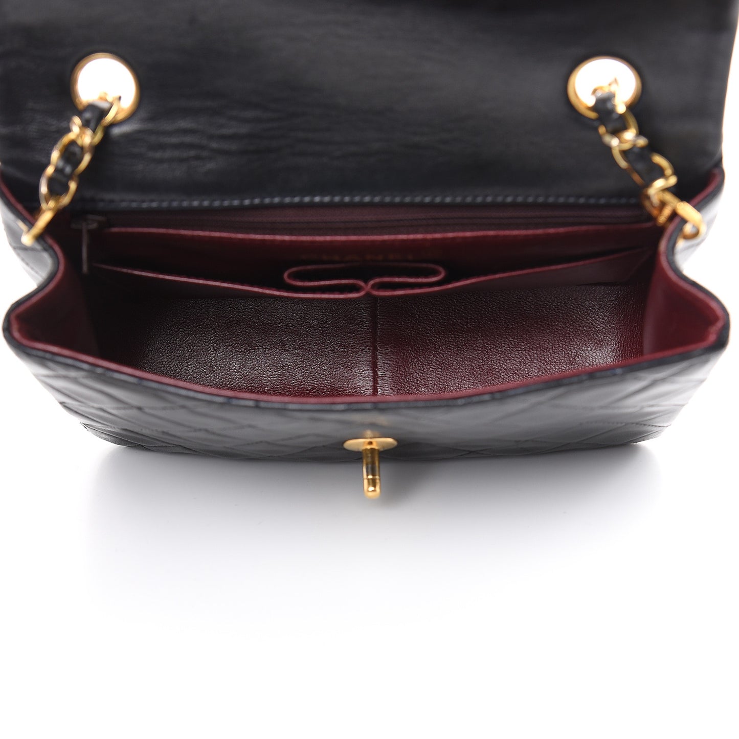 Lambskin Quilted Mini Square Flap Black