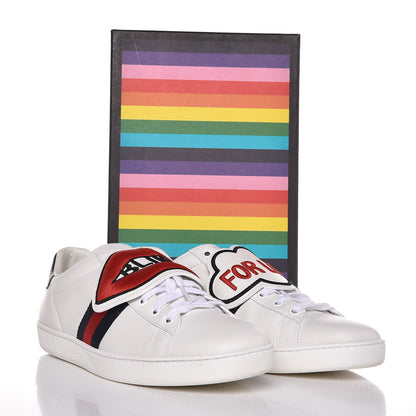 Gucci Calfskin Ayers Web Blind for Love Embroidered Ace Sneakers 40.5 White 11 of 11