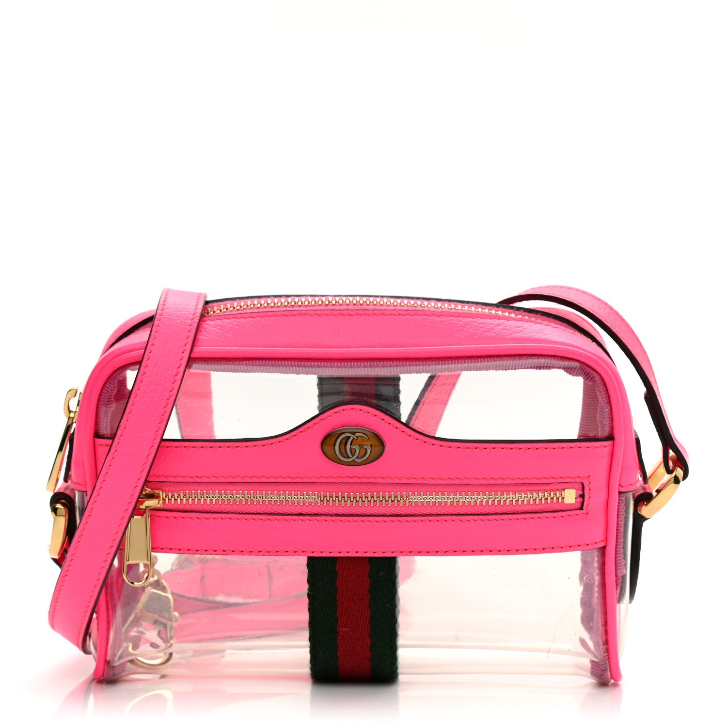 Gucci Vinyl Web Mini Ophidia Transparent Shoulder Bag Fluorescent Fuchsia 1 of 9