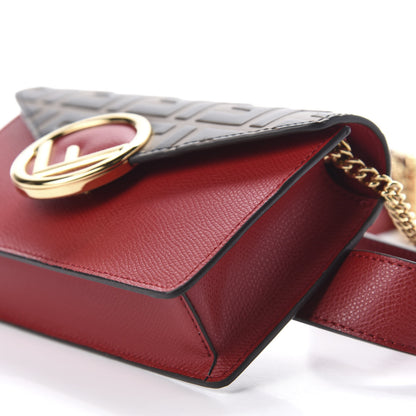 Fendi Vitello Cruise F is Fendi Bi-Color FF 1974 Embossed Envelope Belt Bag Maya Black Fragola 8 of 12
