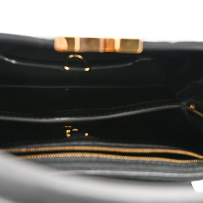 Louis Vuitton Calfskin Studded Flower Capucines BB  Black 5 of 9