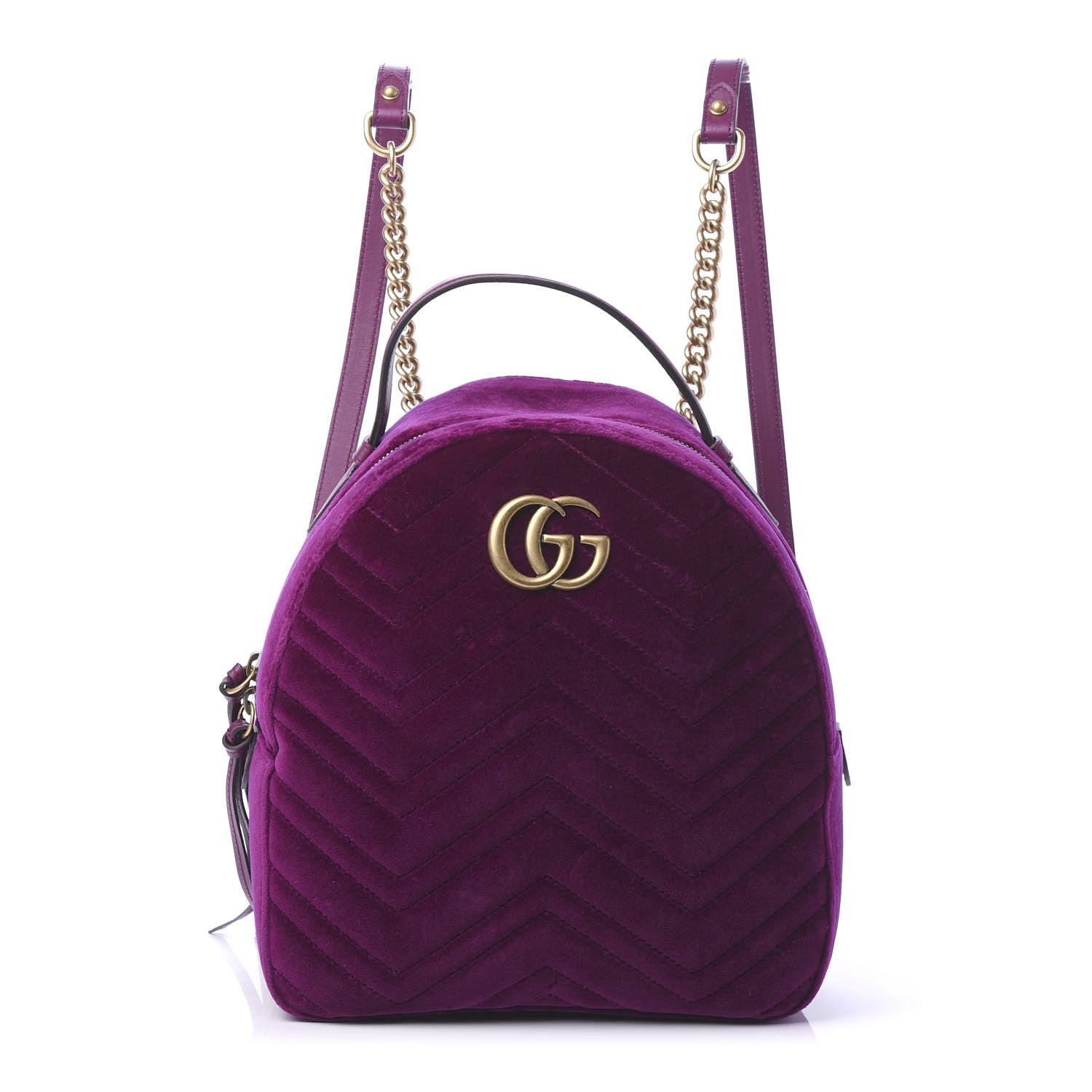 Gucci Velvet Matelasse GG Marmont Dome Backpack Fuchsia Violet Cyclamen 1 of 9