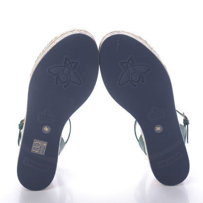 Gucci Cotton Malaga Kid Crochet Pearly GG Lilibeth Espadrille Platform Sandals 36 Emerald 7 of 7
