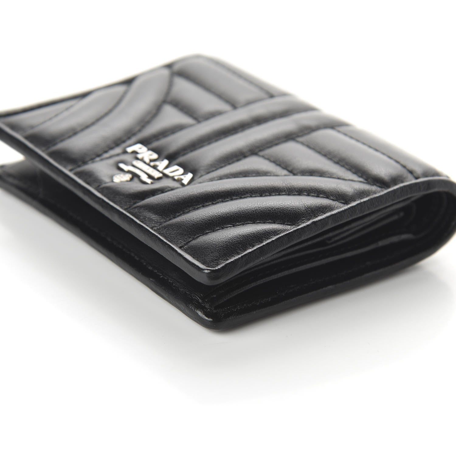 Prada Soft Calfskin Impunture Diagramme Wallet Black 7 of 10