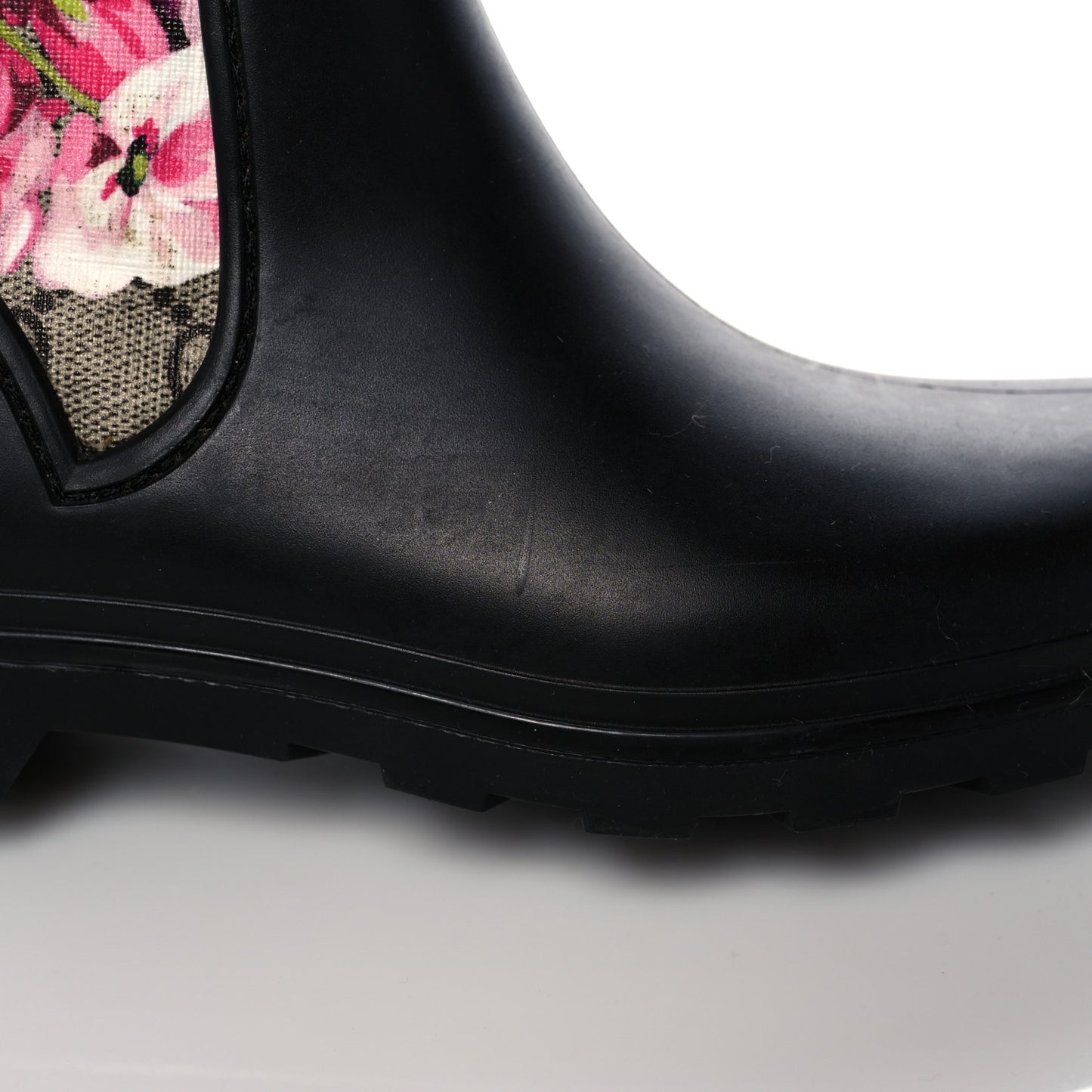 GG Supreme Monogram Blooms Flat Rubber Boots 37 Beige Multicolor