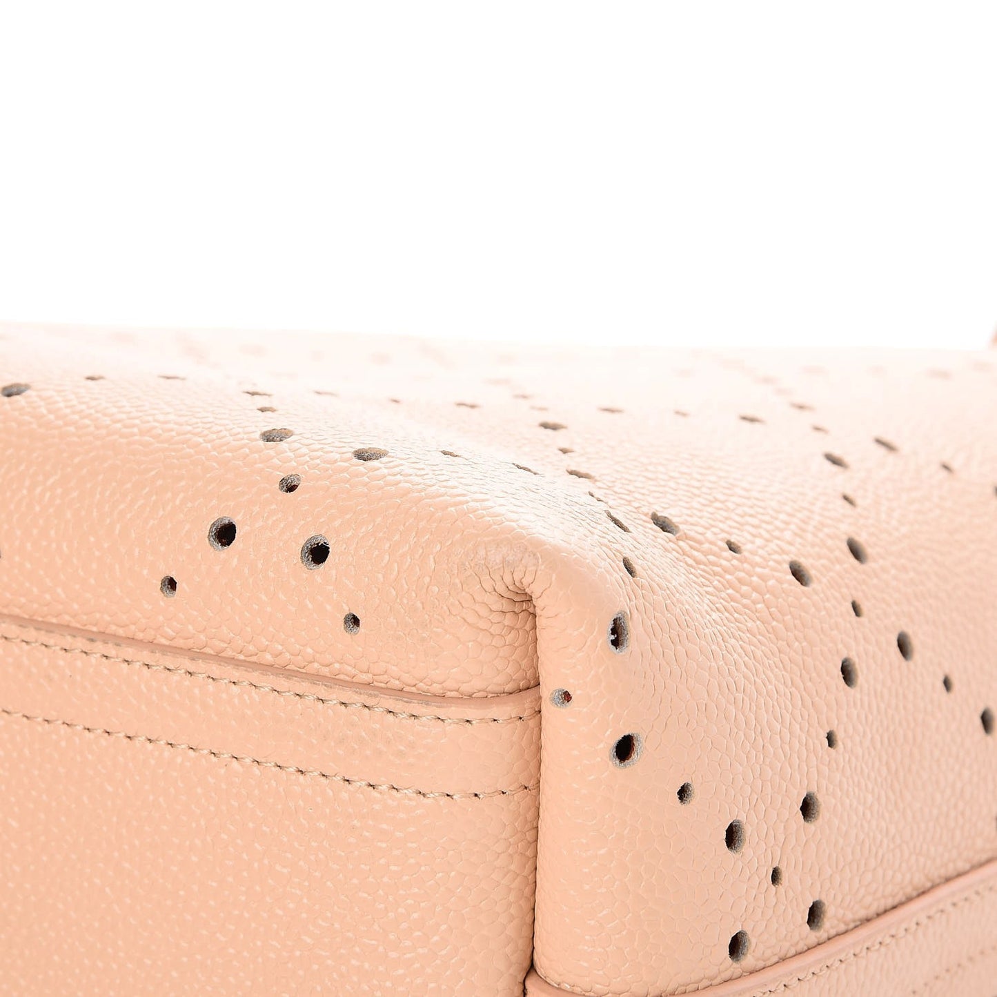 Perforated Grained Calfskin Small Shopping Tote Light Coral