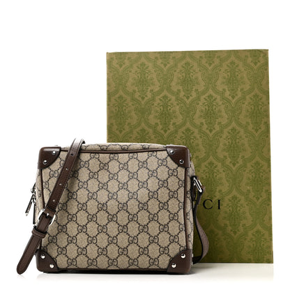 Gucci GG Supreme Monogram Textured Calfskin Square Messenger Bag Beige Ebony New Acero 11 of 11