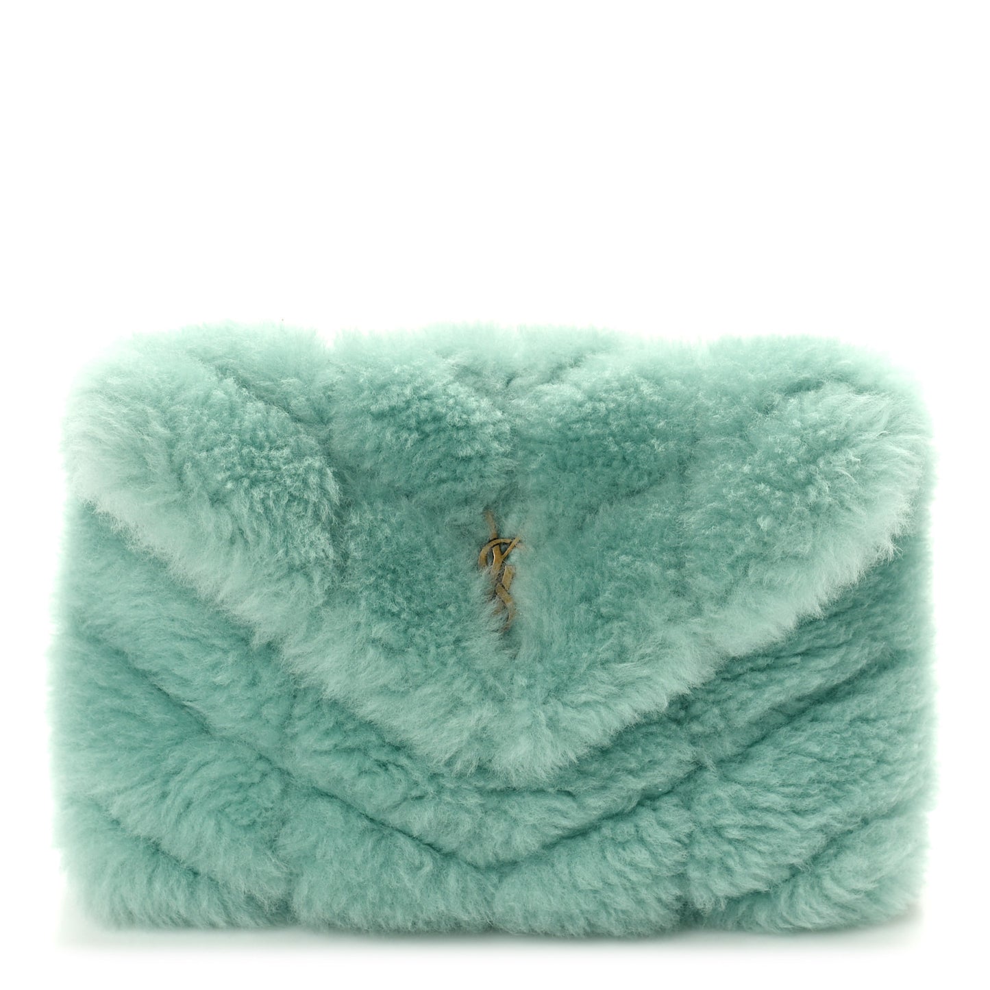 Shearling Quilted Monogram Loulou Puffer Pouch Clutch Iced Mint