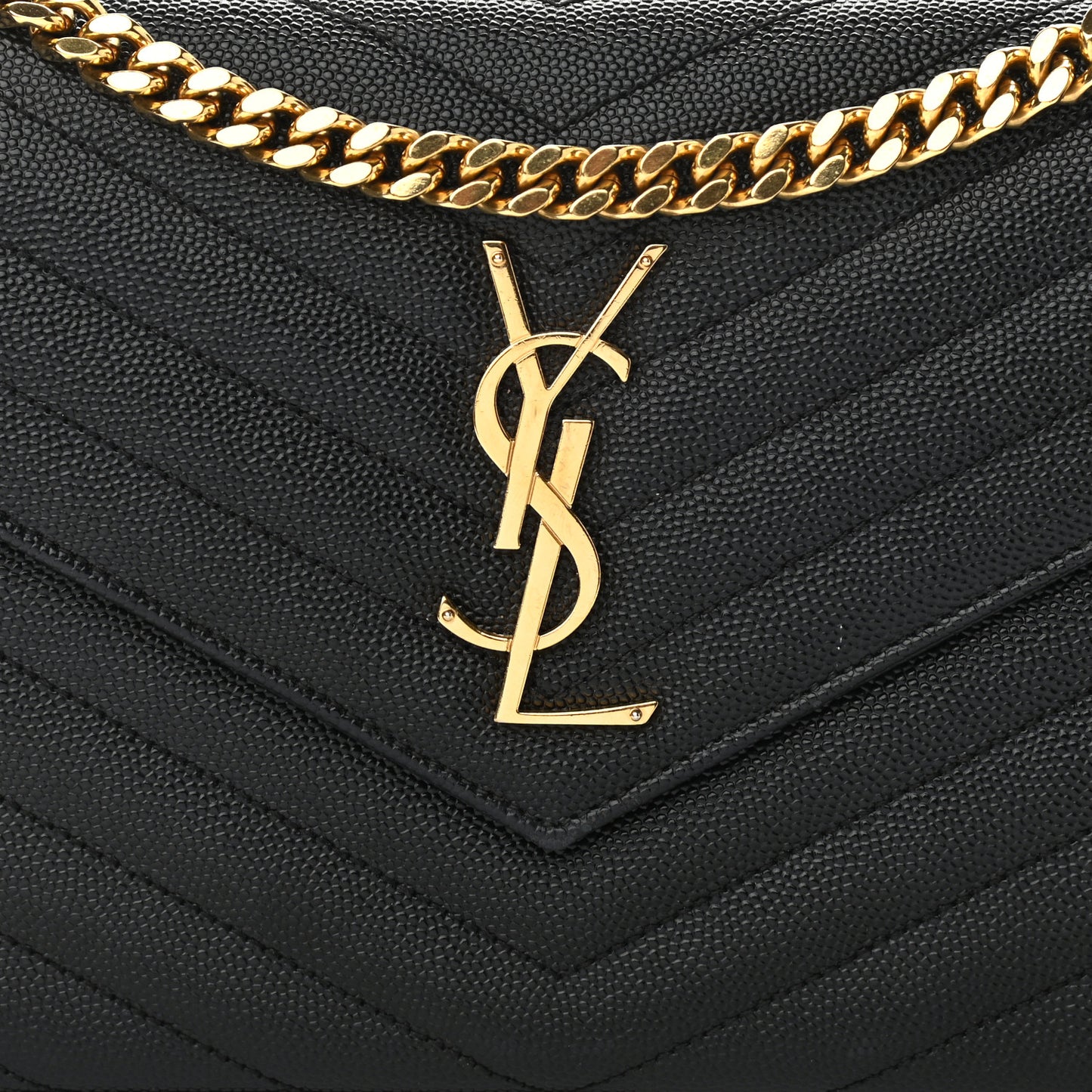 Grain De Poudre Matelasse Chevron Monogram Chain Wallet Black