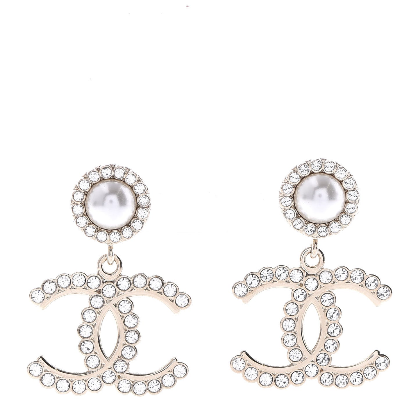 Crystal Pearl Bow-tiful CC Drop Earrings Gold