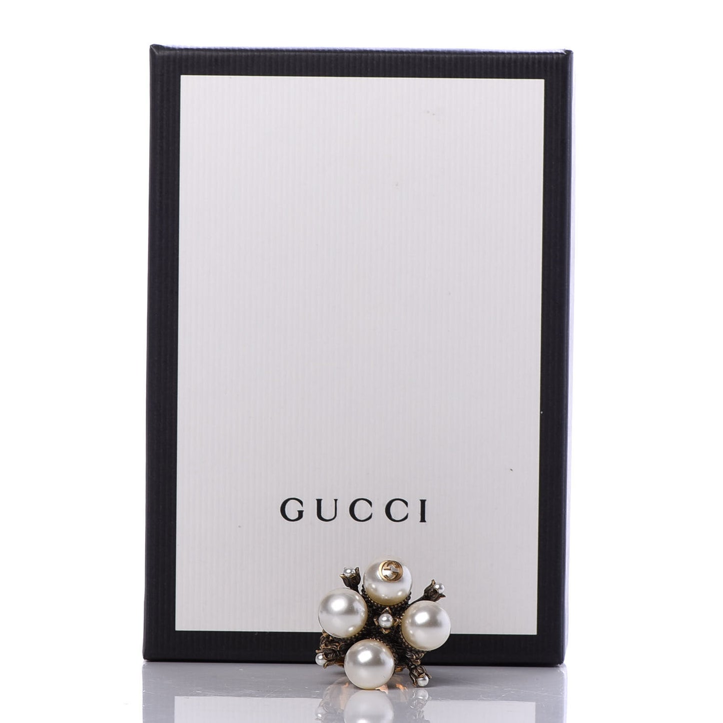 Metal Pearl Ring 5.25 Aged Gold